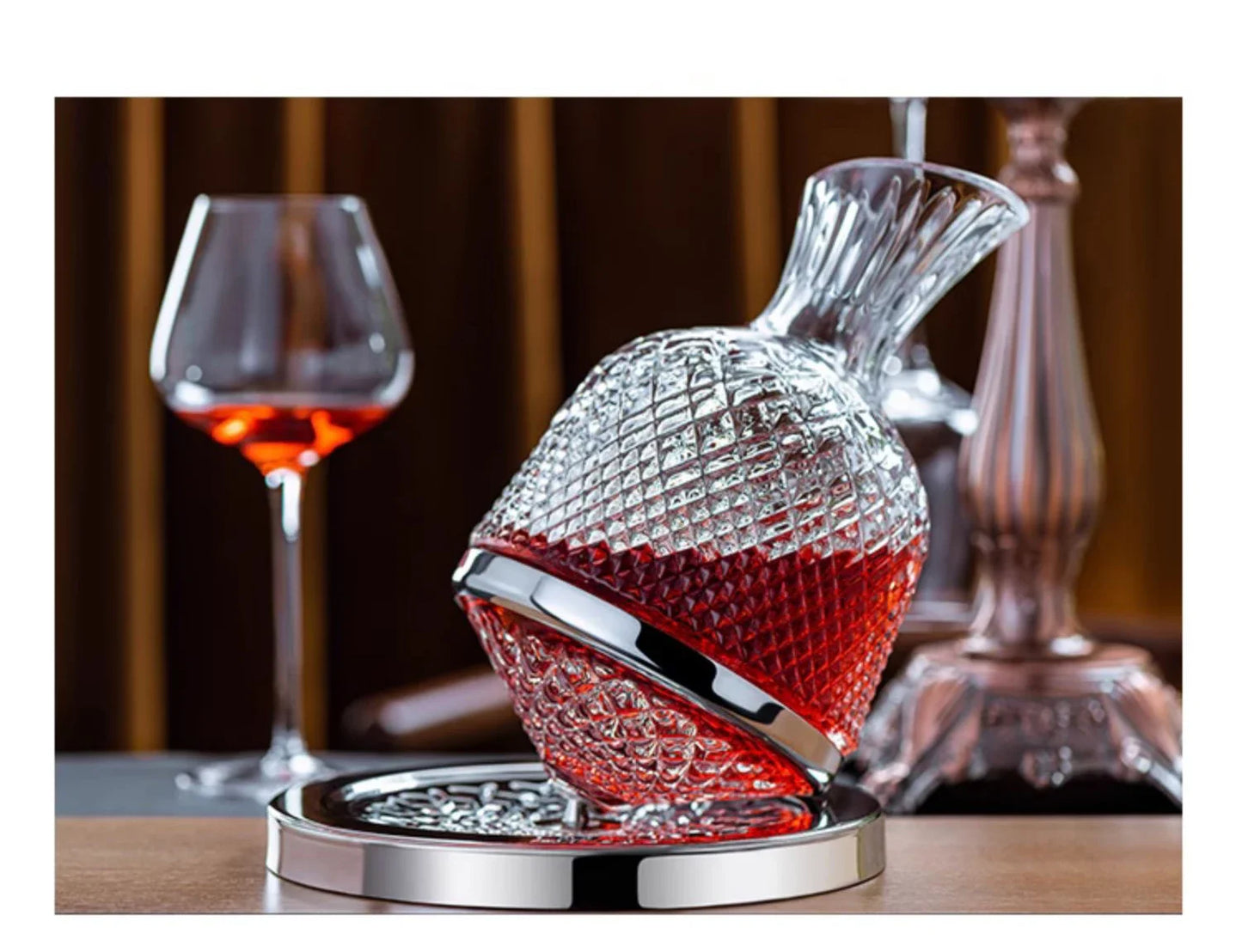 Spinning Crystal Red Wine Decanter, 360 ° Rotating Decanters, Lead-free Glass, Wine Accessories, 1500ml