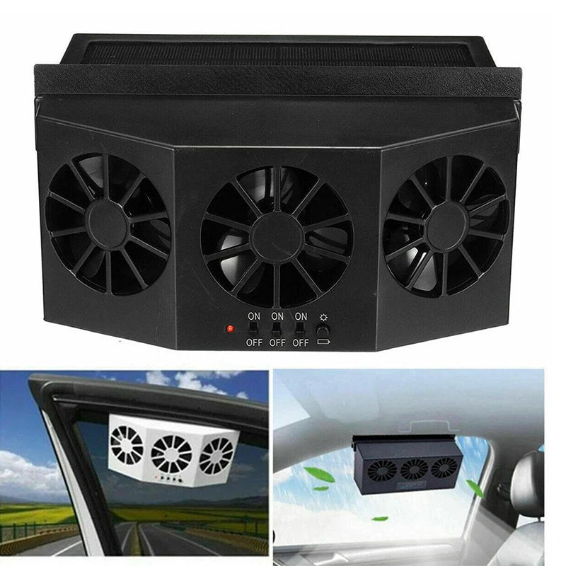 Summer solar-powered dual-fan car window windshield car ventilation outlet ventilation cooling air conditioning exhaust