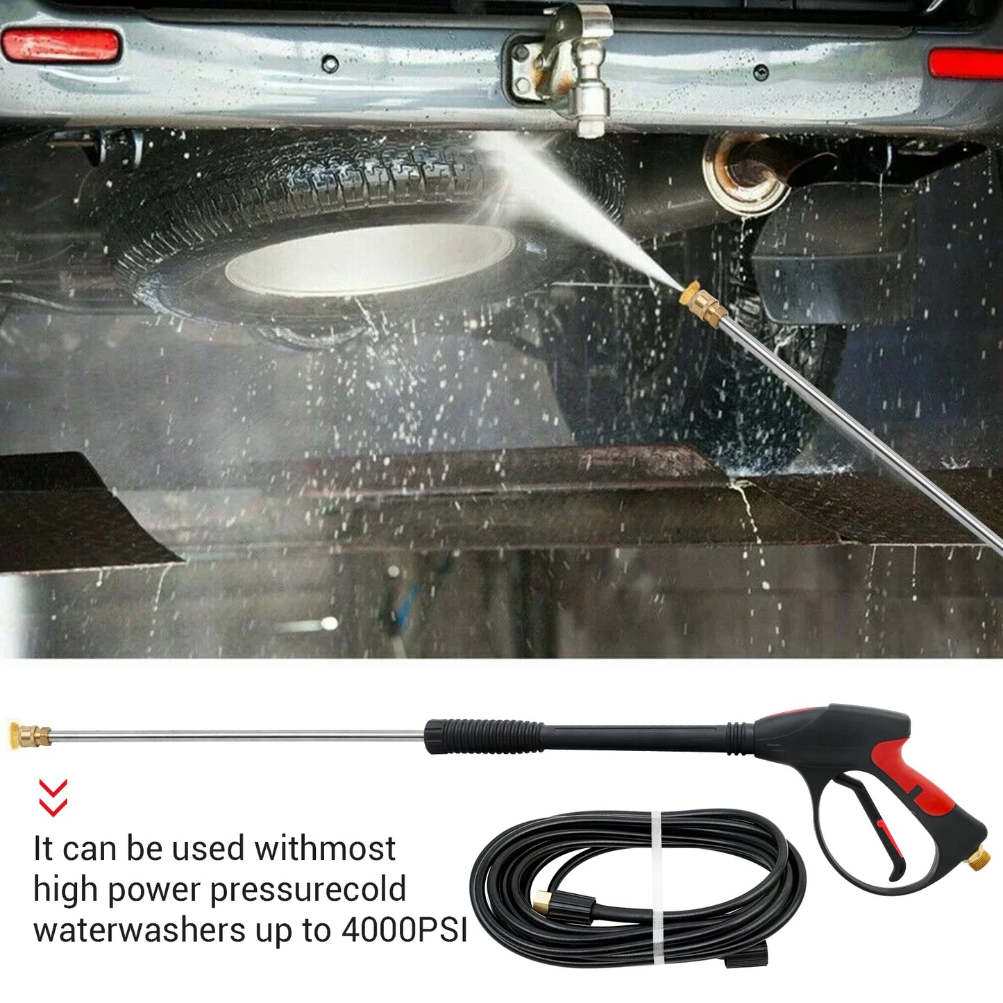 21V Electric Car Washer Gun Cordless 6-in-1 Nozzle High Pressure 900 PSI Brushless with 4.0Ah Battery for Car/House/Floor/Fence