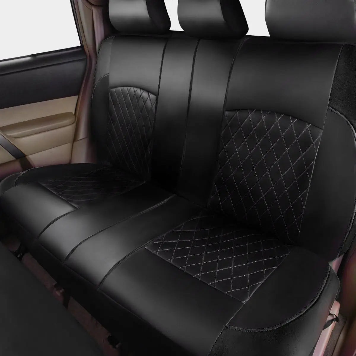 Premium Faux Leather Car Seat Covers Full Set, Airbag Compatible, Universal Fit for Cars Trucks SUVs