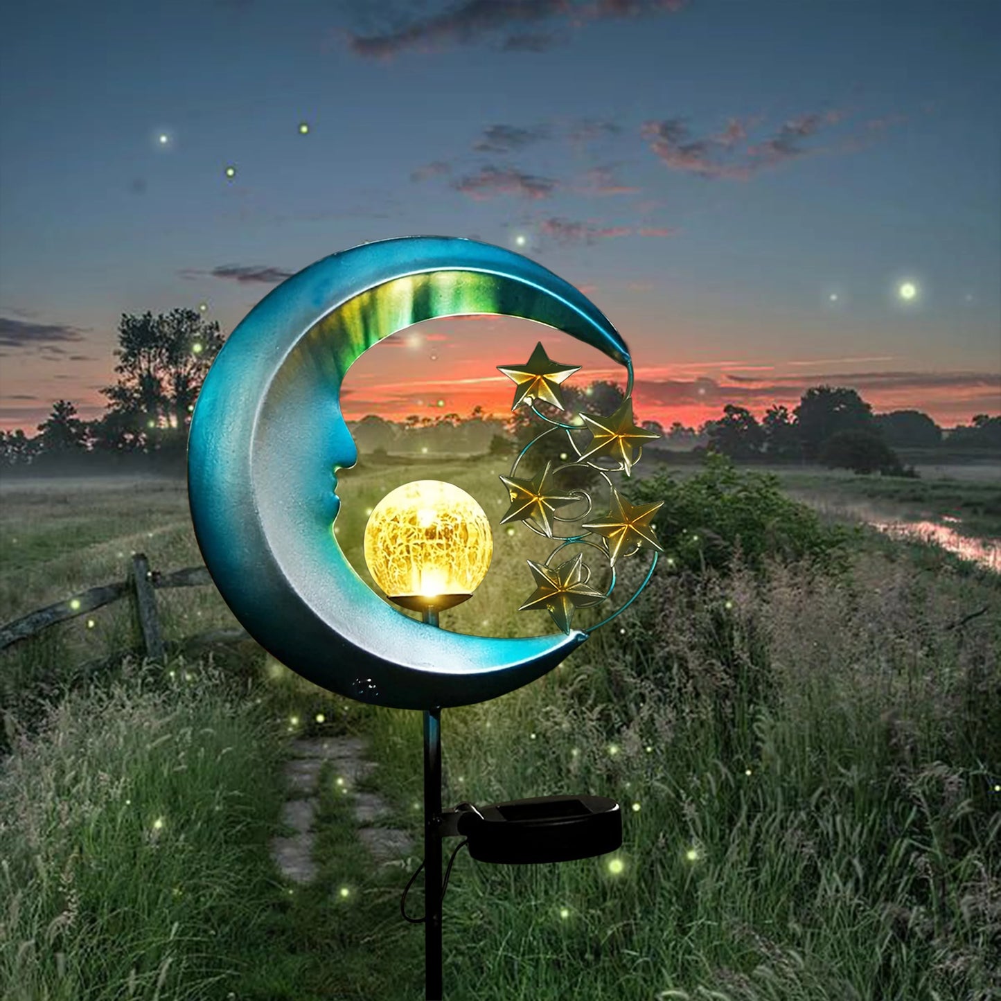 Decorative Solar Cat Moon Shaped Outdoor Garden Lamp