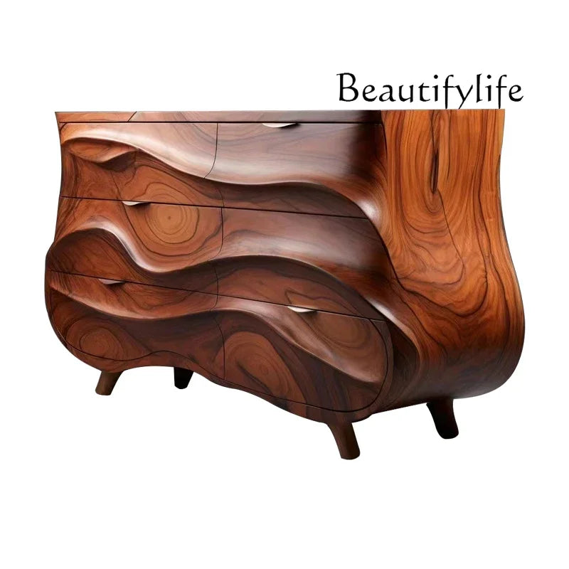 hh Medieval solid wood porch cabinet designer creative locker walnut high-end side cabinet