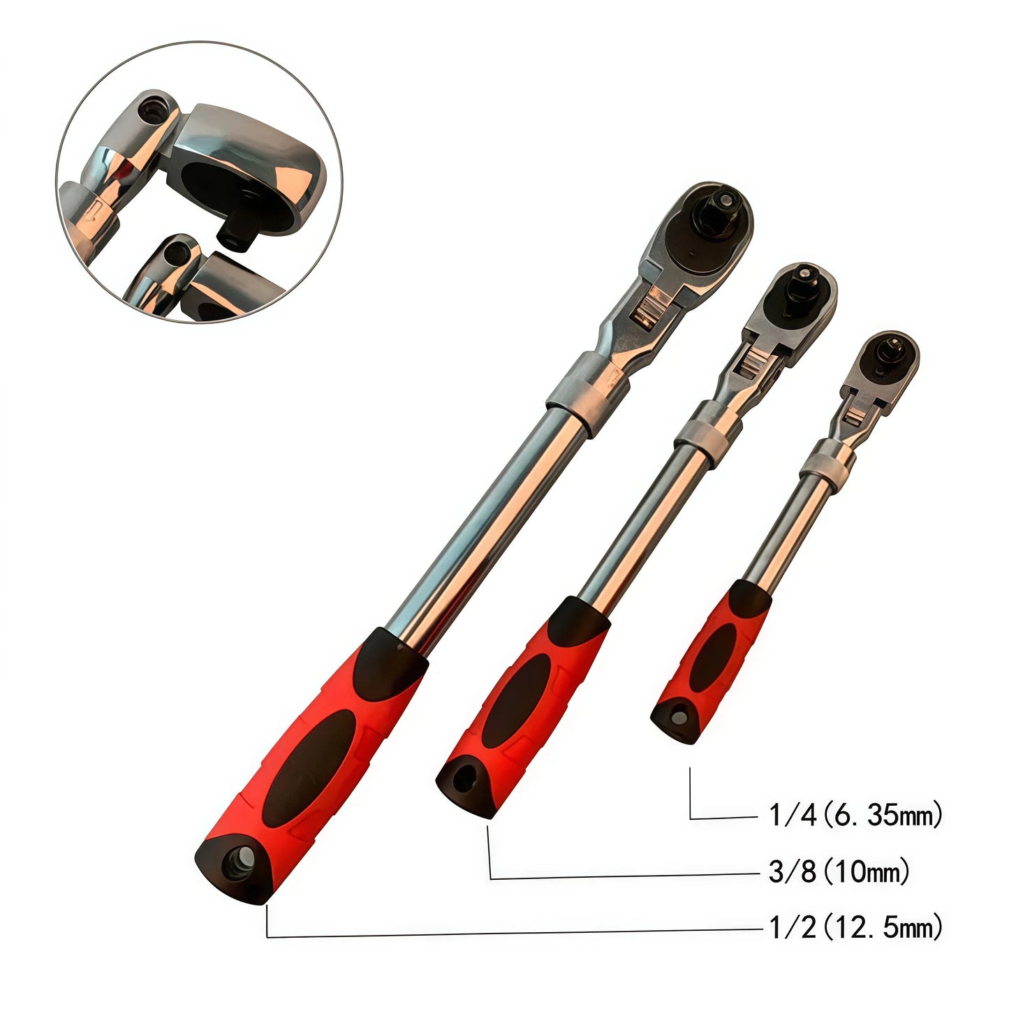 Durable Chrome Vanadium Steel Ratchet Wrench Set - 72 Teeth, Telescopic Handle, Quick Release - 1/2, 3/8, 1/4 Inch for Car, Moto