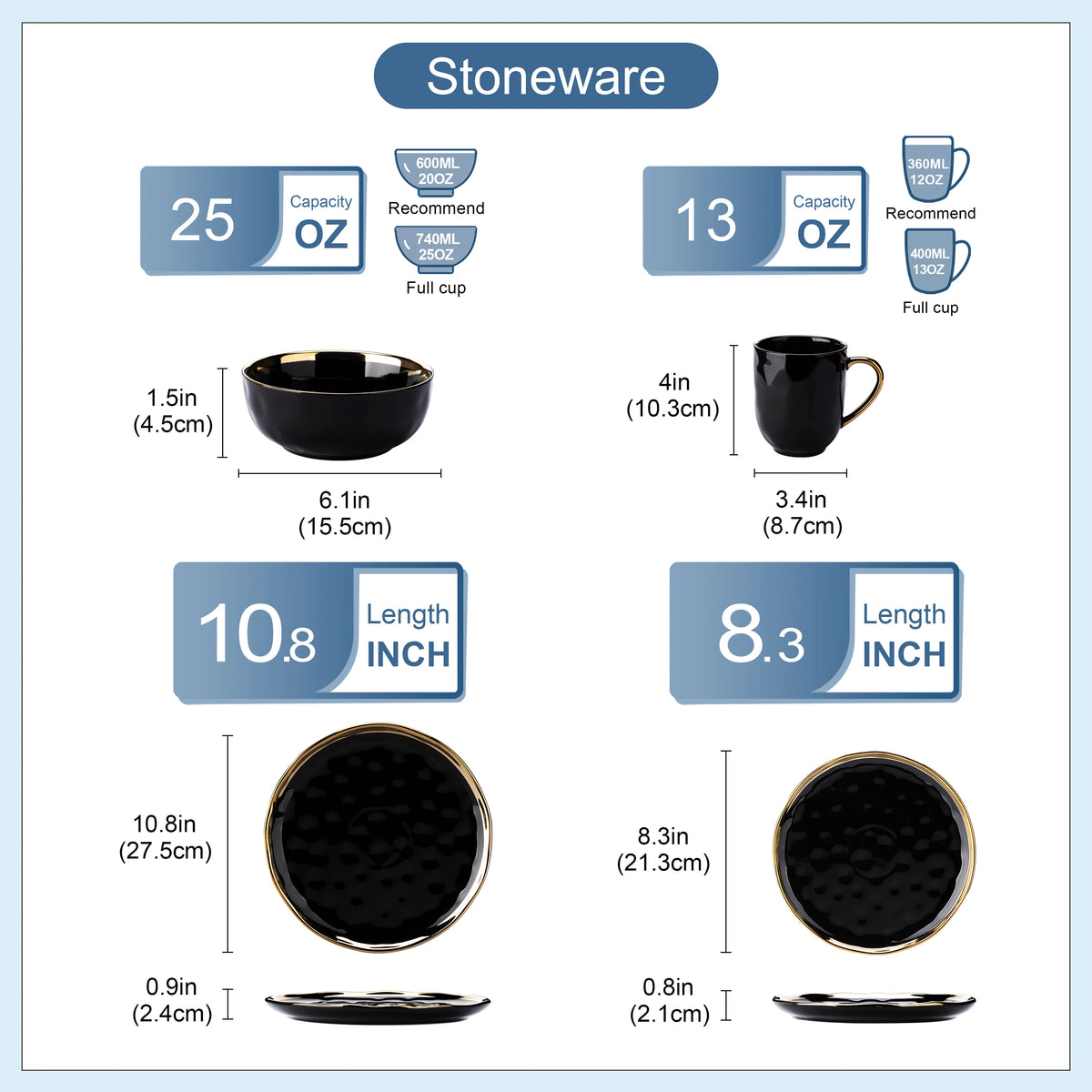 Premium Ceramic Dinnerware Set With Contemporary Decorative Rim Design