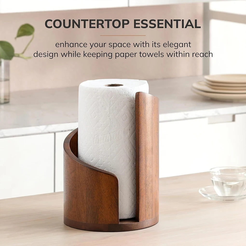 Spiral Wave Wooden Paper Towel Holder Modern Kitchen Countertop Organizer for Bathroom and Kitchen Tissue Dispenser Stand
