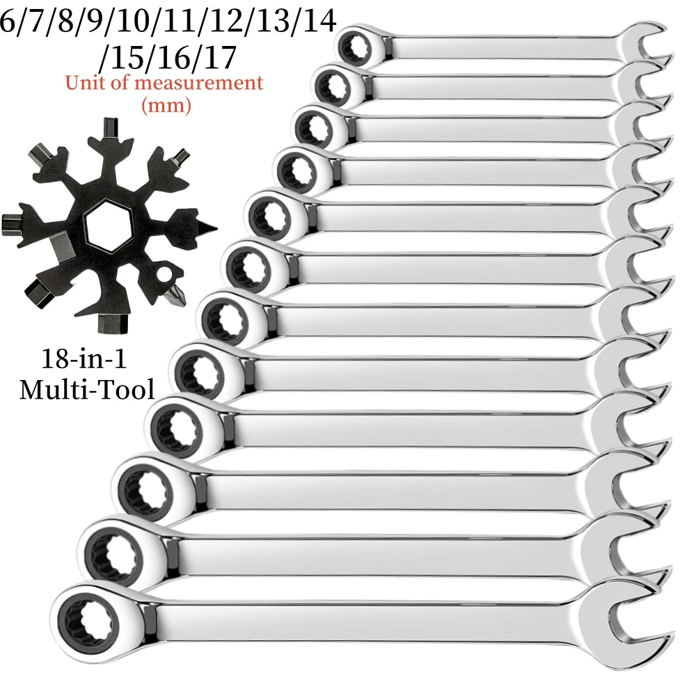 Ratcheting Wrench Set Metric Hand Tools For Car Repair