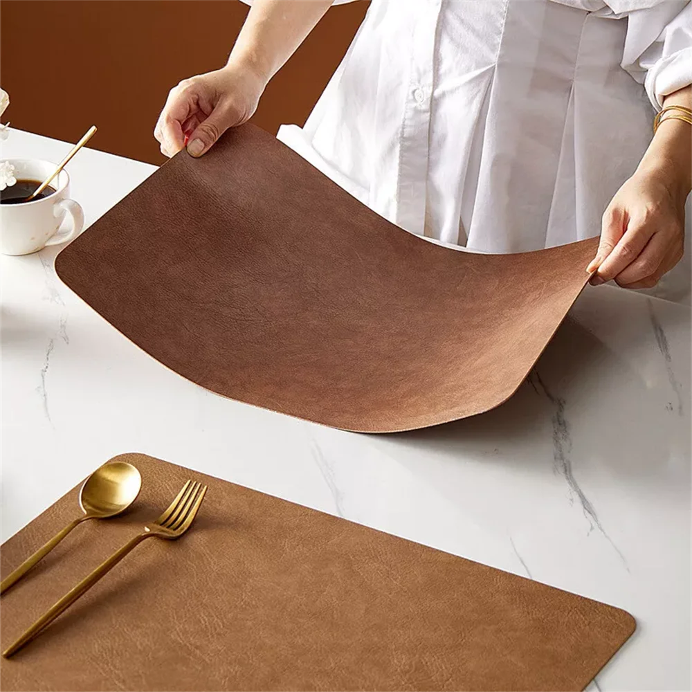 Faux Leather Heat Resistant Waterproof Double Sided Dining Placemats