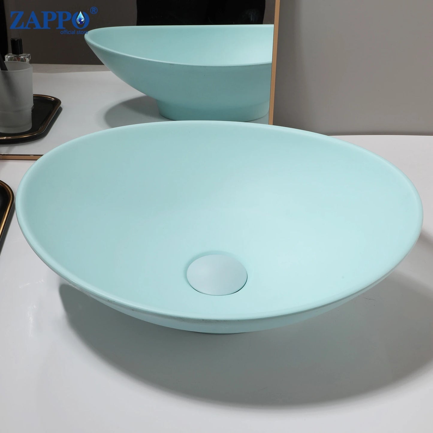 ZAPPO Vessel Sink With Drain Stone Resin Washbasin
