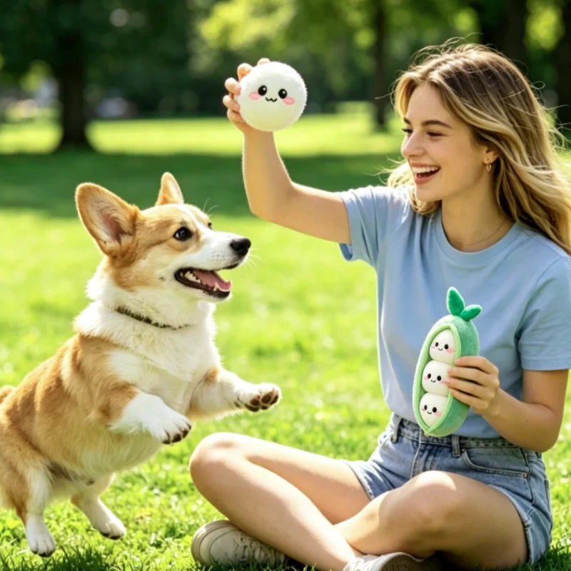 Bite Resistant Squeaky Soft Plush Dog Sausage Chew Toy