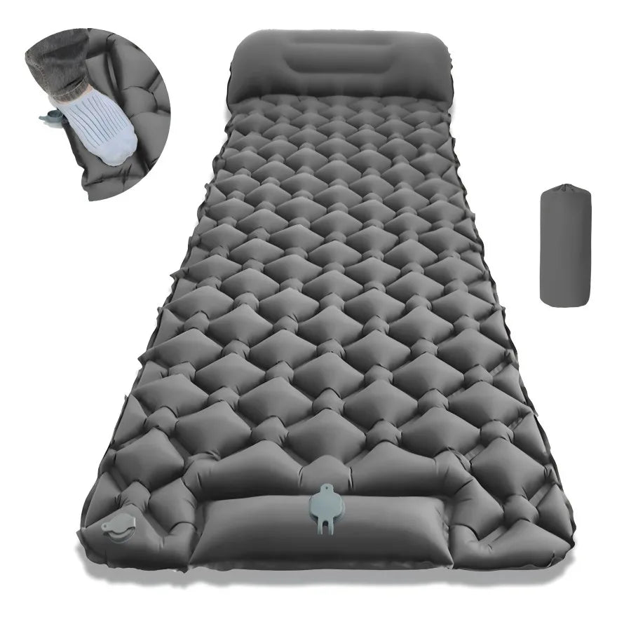 Outdoor Camping Sleeping Pad Folding Sleep Mat Beach Inflat Mattress with Pillows Ultralight Air Mat Travel Hiking