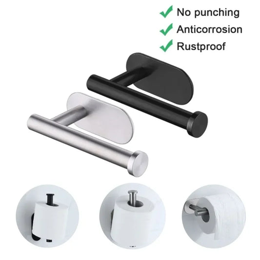 Wall Mounted Rustproof Stainless Steel No Punching Toilet Holder