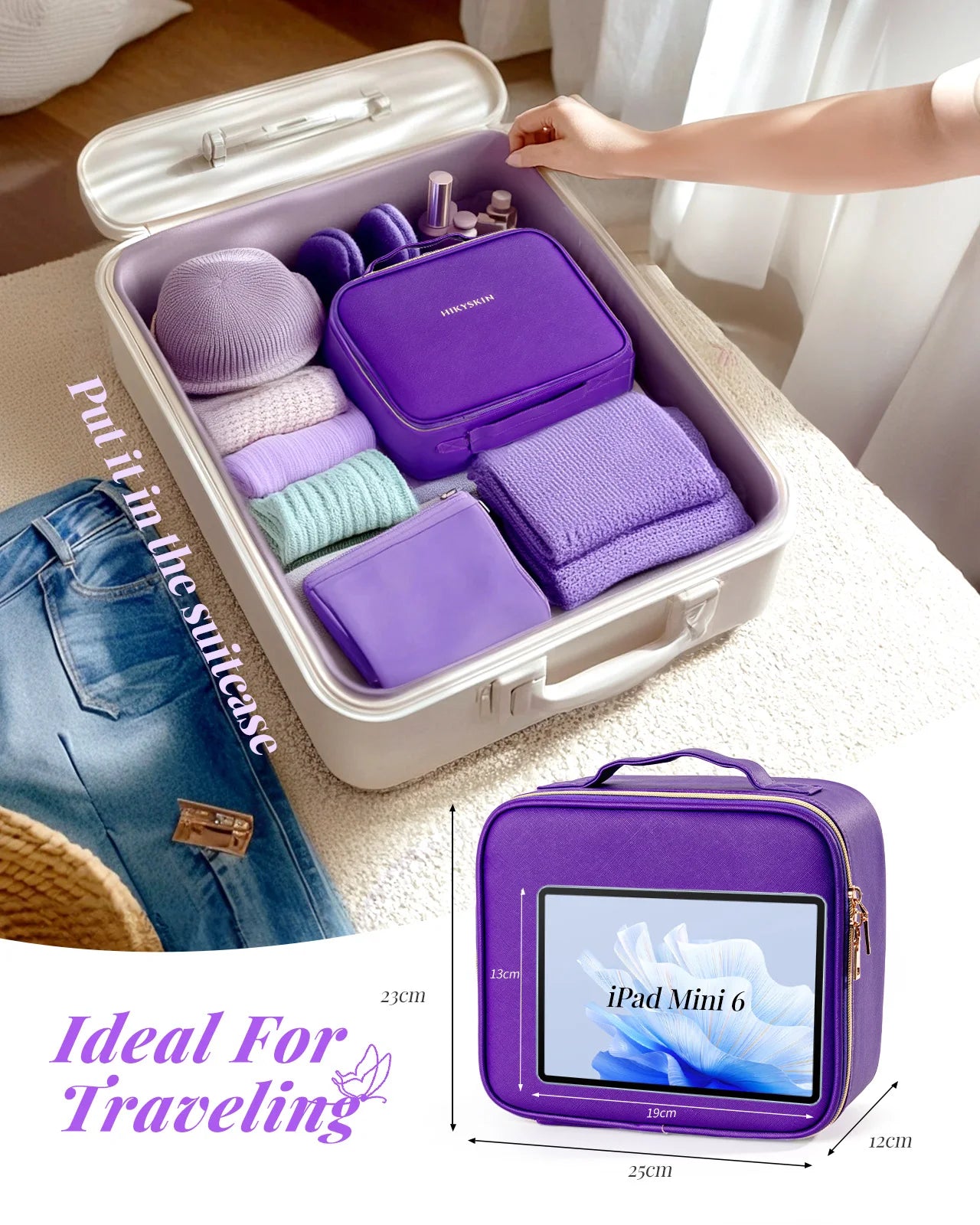 Portable Makeup Bag Travel Waterproof Necessary Beauty Brush Embroidery Tool Storage Cosmetic Case Professional Makeup Box