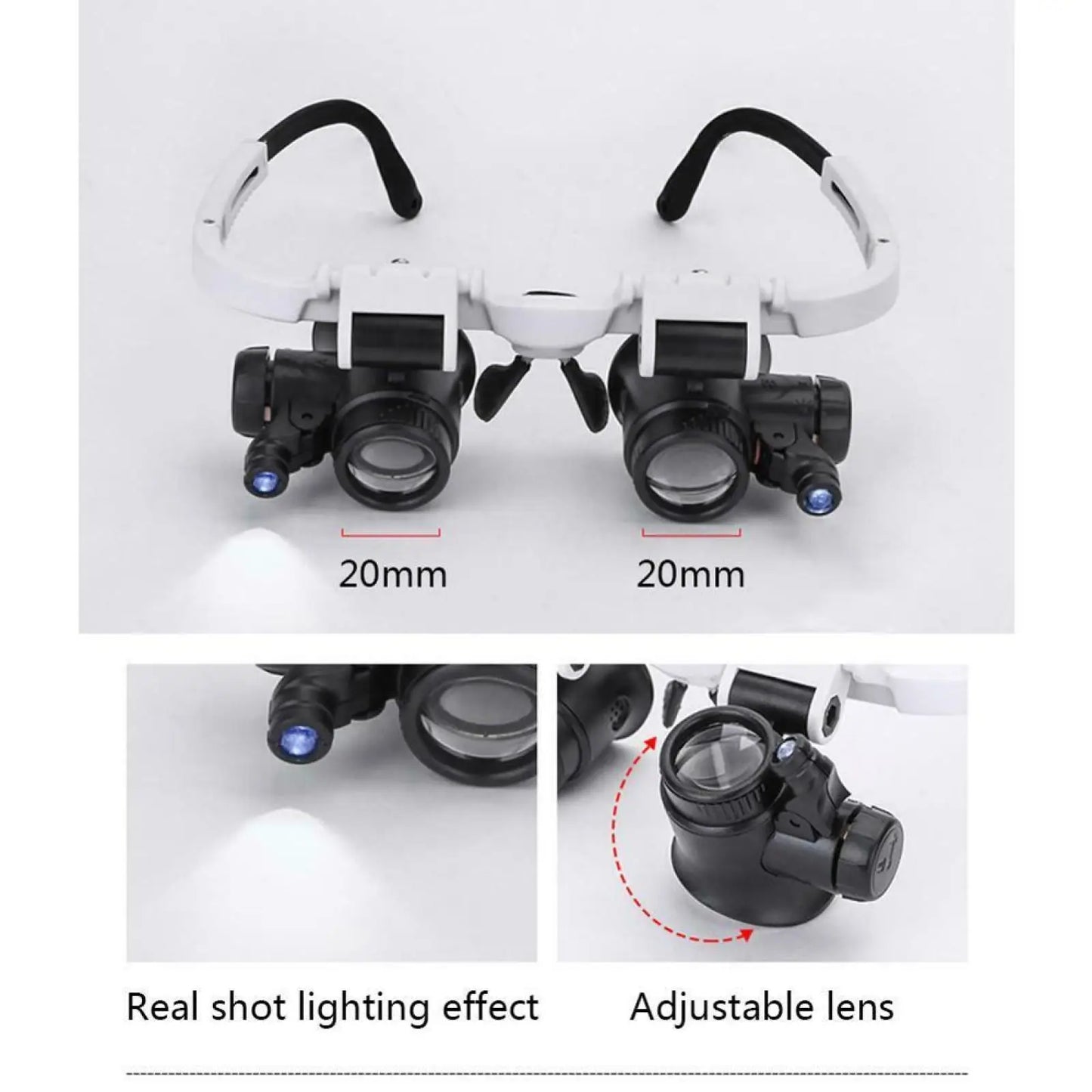 8X 15X 23X Adjustable Dual Polished Crystal Acrylic Lens Jewelry Watch Repair Magnifier Glass Head Eye Loupe Measurement Tools