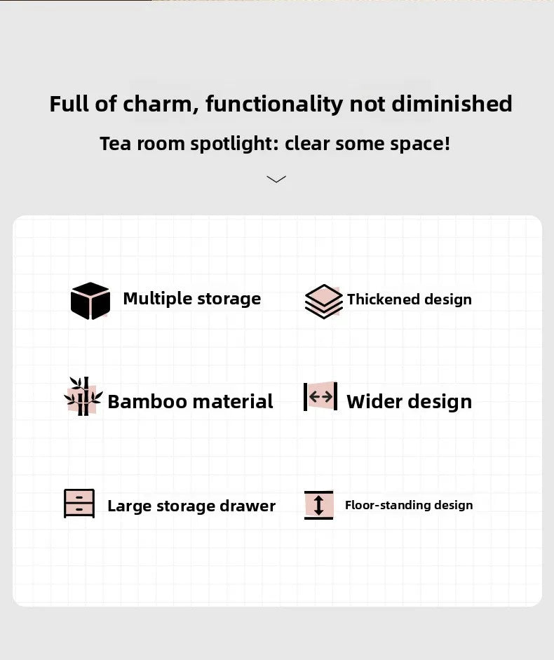 Multifunctional Furniture with Drawers & Shelves, Kitchen Cupboard, Living Room Storage Organizer, Tea Table Cabinet