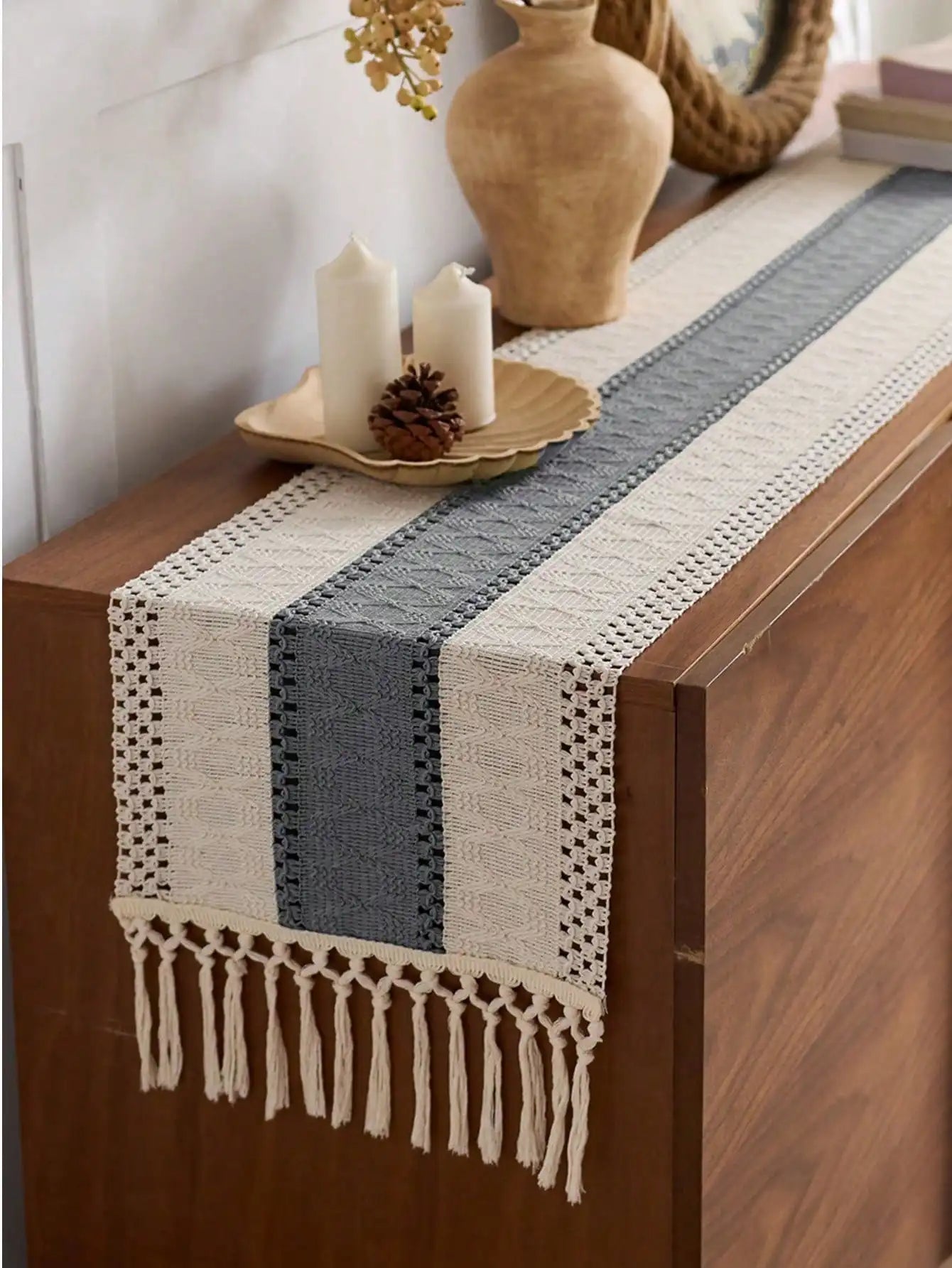 Contemporary Bohemian Rustic Table Runner For Home Decor