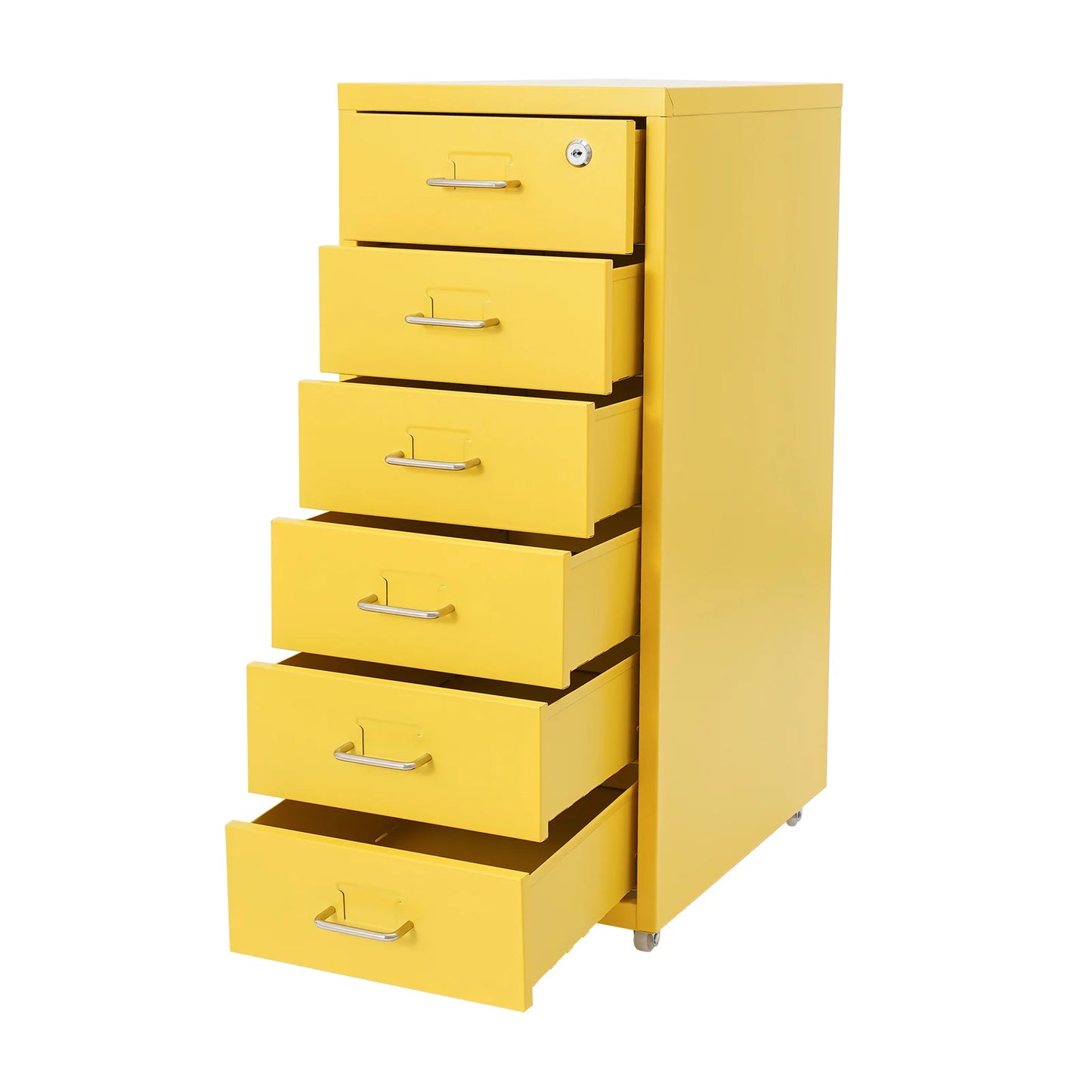 Vertical File Cabinet 6-Drawer Metal Lockable Filing Cabinet with Wheels 22lbs Capacity per Tier for Home Office Study