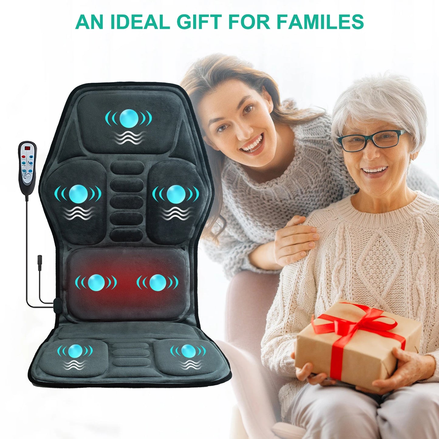 Vibration Back Massager Seat Cushion with Heat,Massage Chair Pad,Chair Massager for Pain Relief at Office/Home,Gifts for Parents