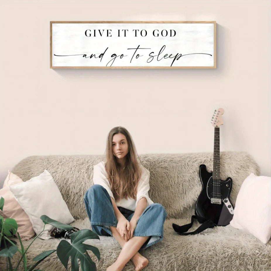Give It To God and Go to Sleep Large Size Wall Art Canvas Painting Creative Poster Prints Picture for Master Bedroom Decor