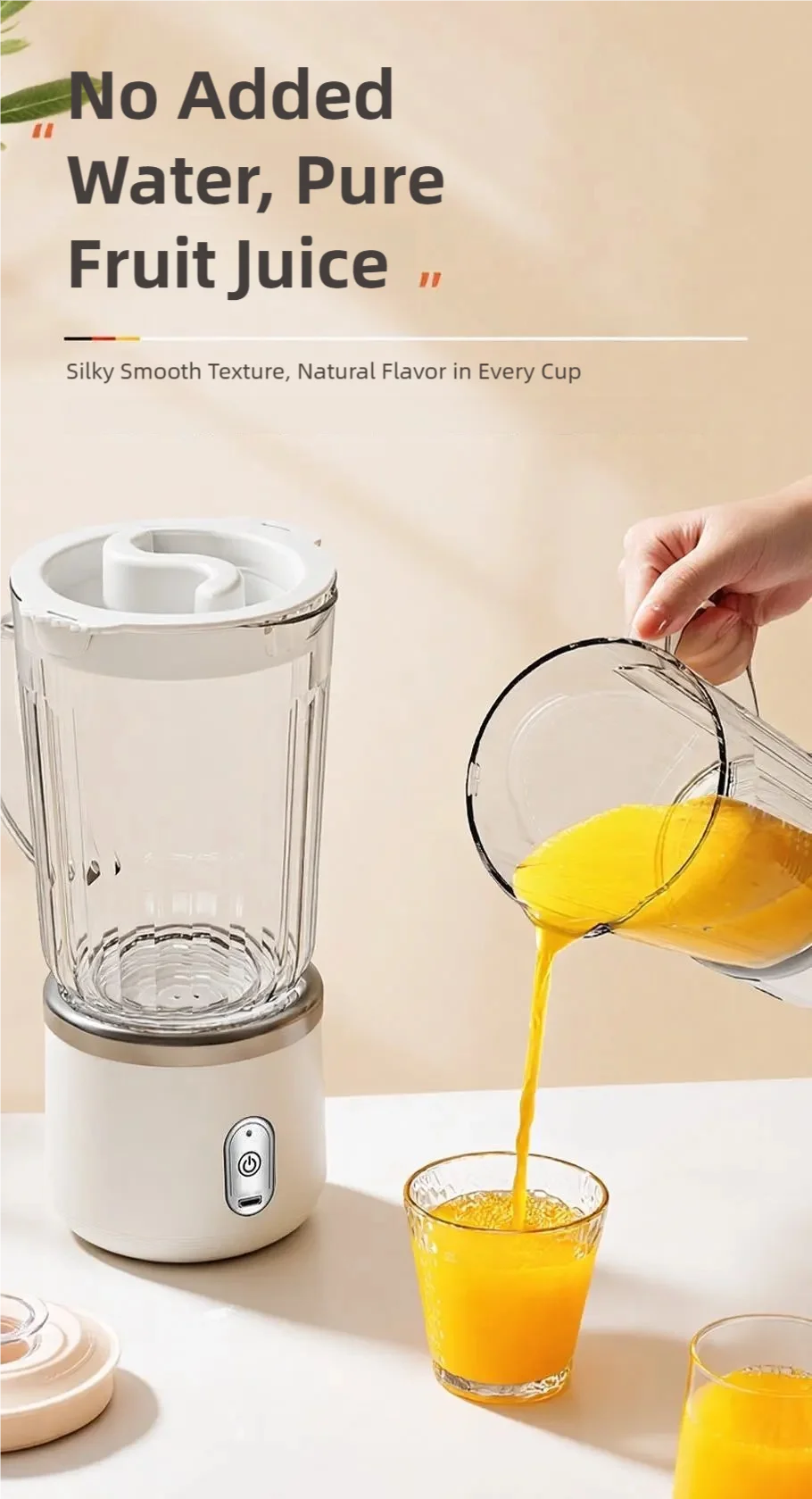 Electric Juicer 4-Blade Three-Dimensional Blade Head Household Small Multi-Functional Portable Juicer Blenders Food Processors