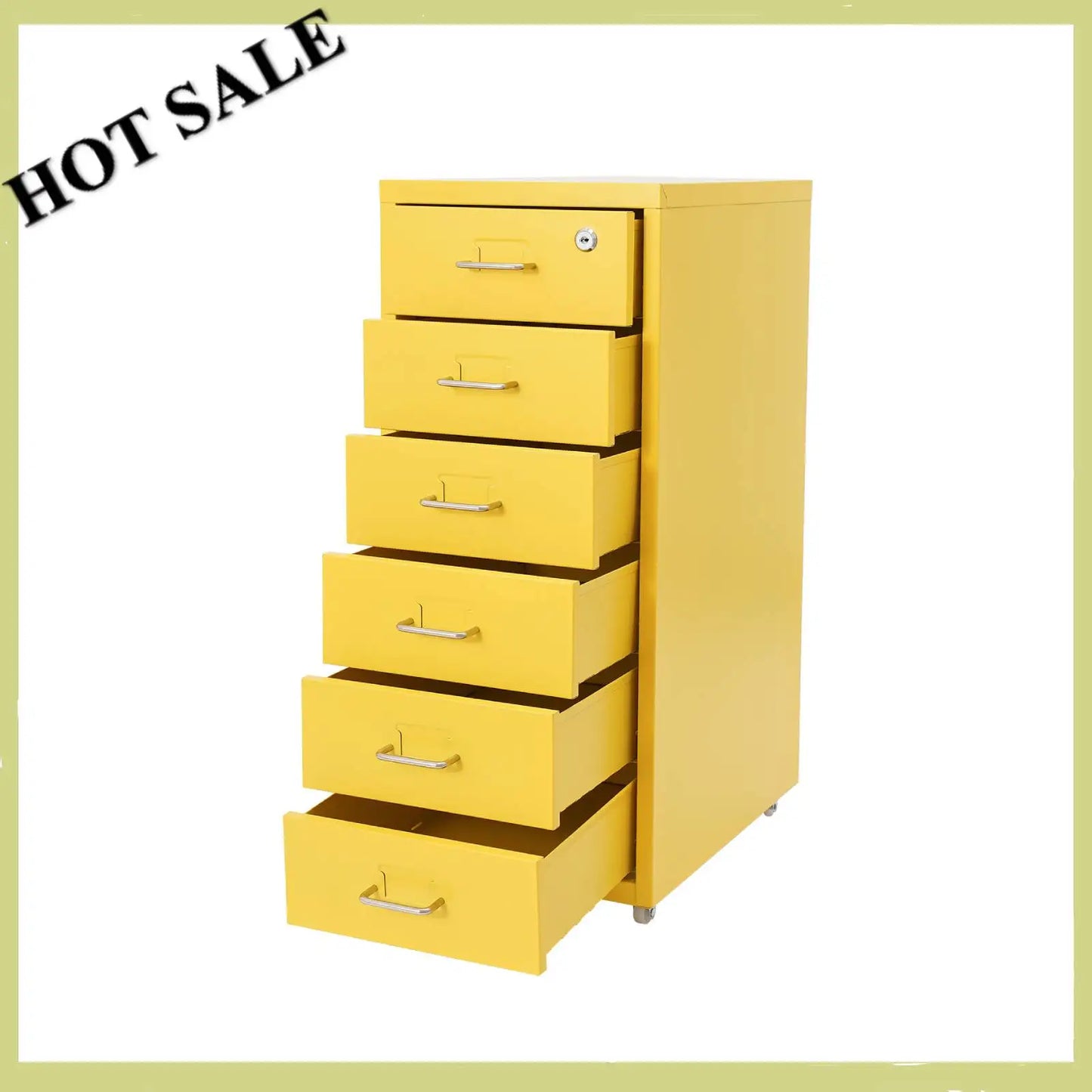 Vertical File Cabinet 6-Drawer Metal Lockable Filing Cabinet with Wheels 22lbs Capacity per Tier for Home Office Study