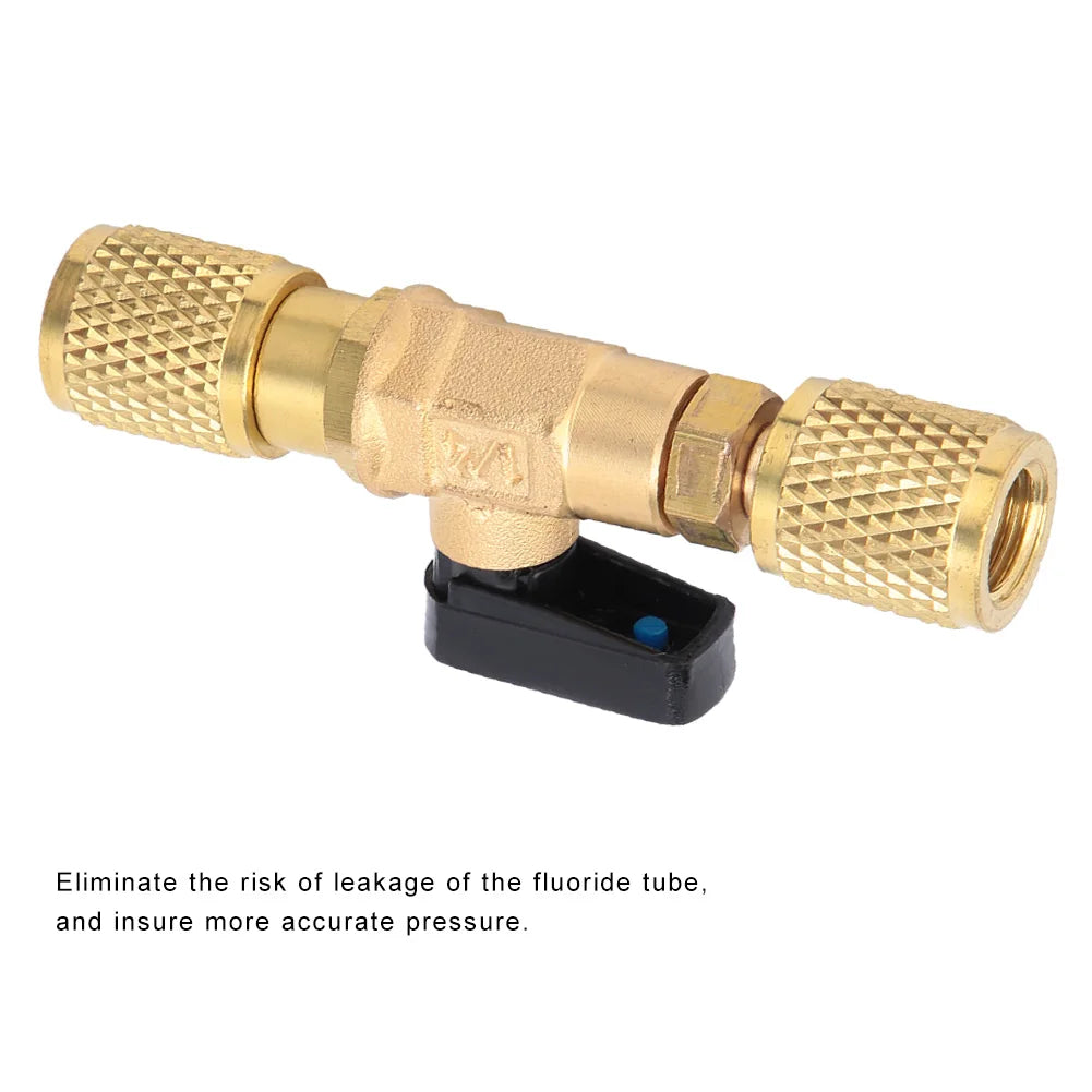 Brass Refrigeration Ball Valve Adapter Refrigerant Ball Valve Connector G1/4''