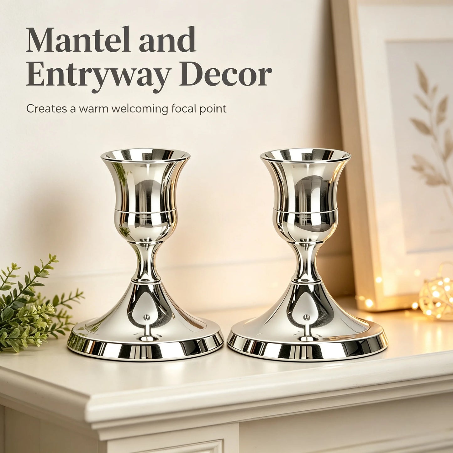 New Sliver Low Profile Candle Holder Sets Minimalist Pillar Candlestick in 3 Sizes Decorative Candle Stand for Table Centerpiece