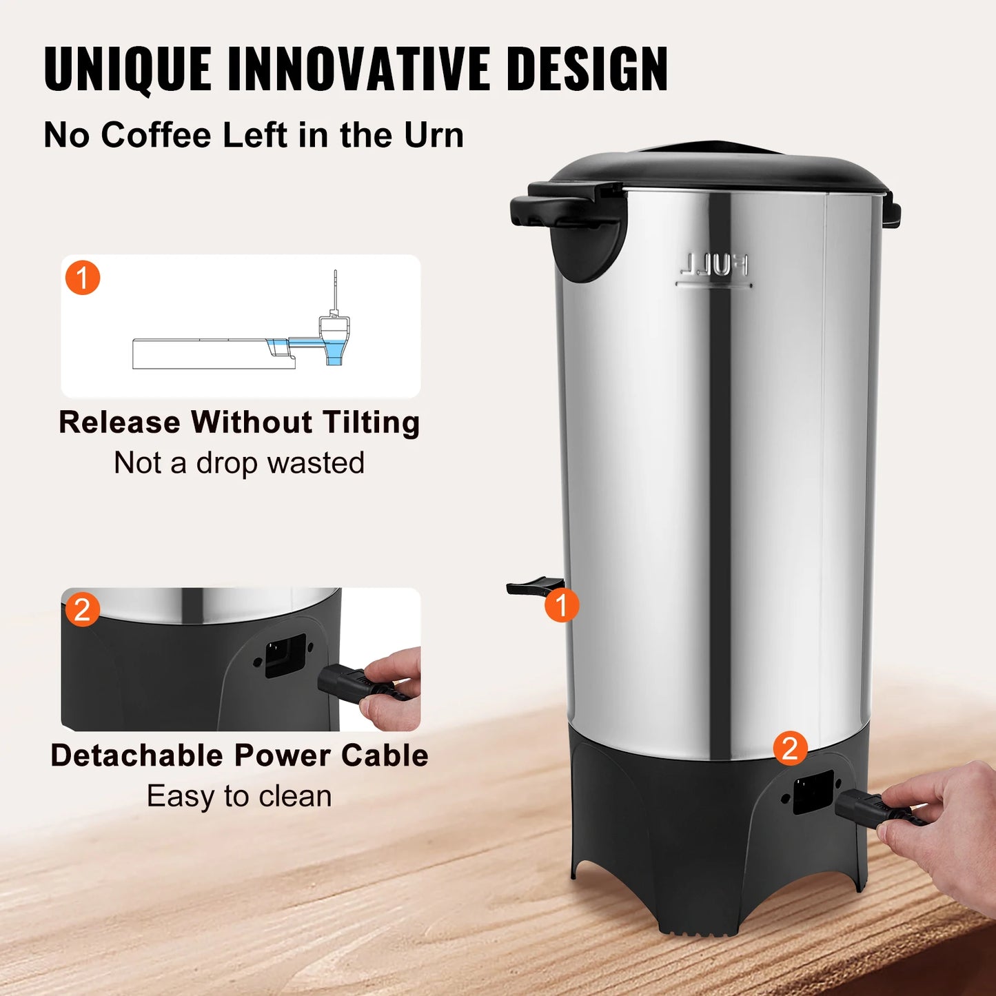 Commercial Coffee Urn Stainless Steel 1000W Electric