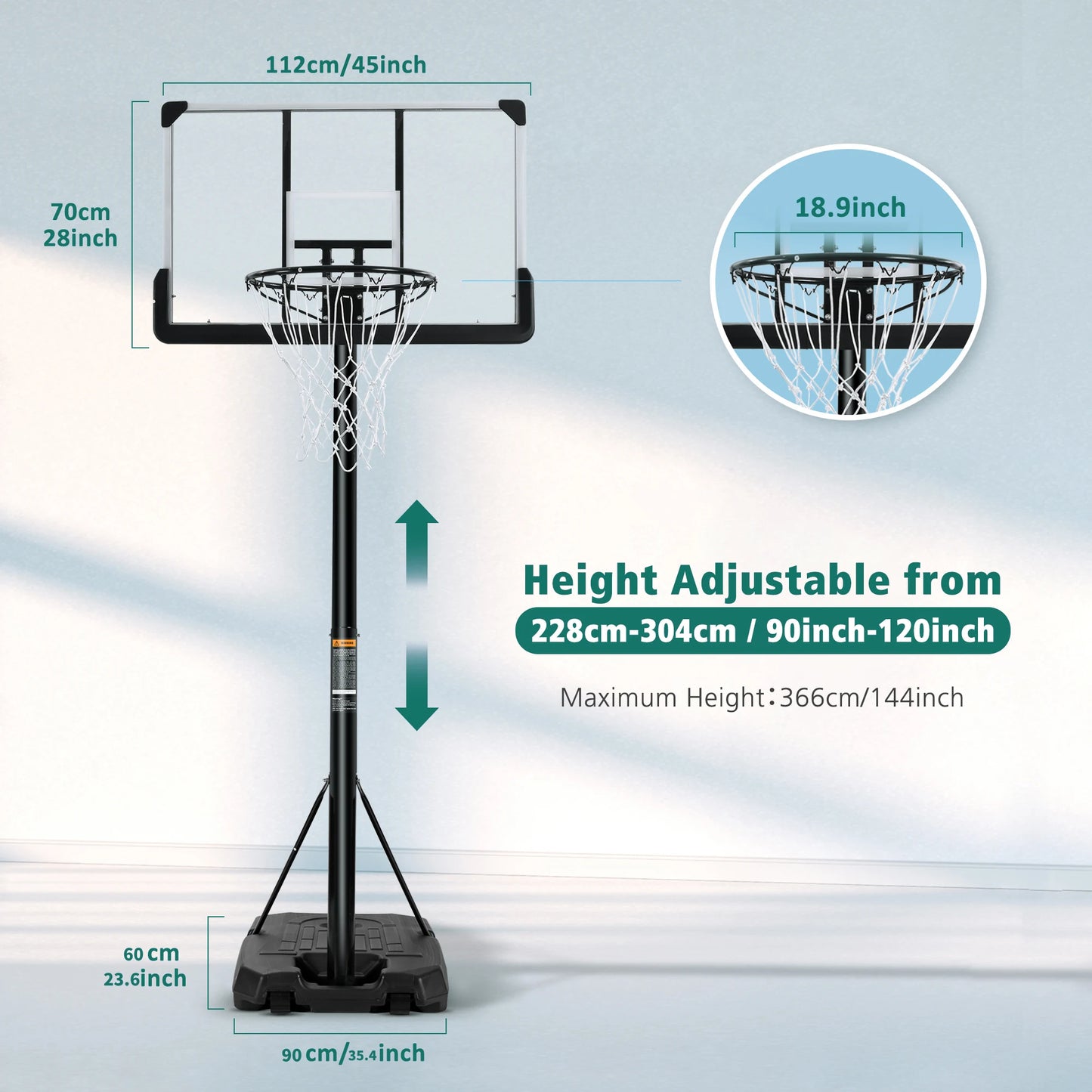 Portable Basketball Hoop System for Outdoor Play and Practice