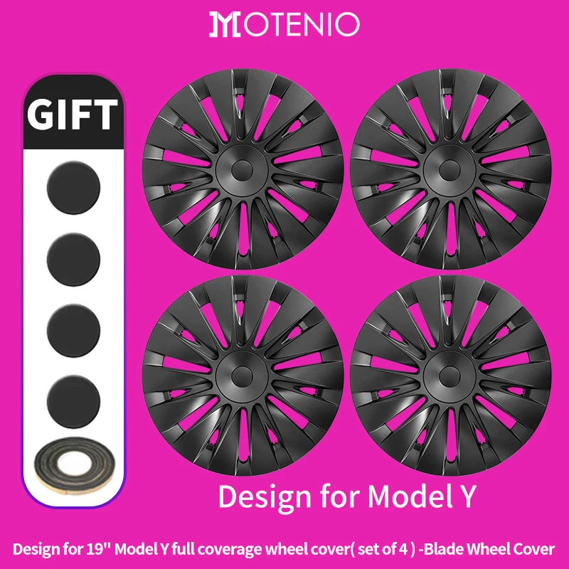 4PCS Design for TESLA Model Y 2020-2024 Vehicle Full Coverage Blade Wheel Cover Cap 19 Inches Hubcaps  Automobile Accessories