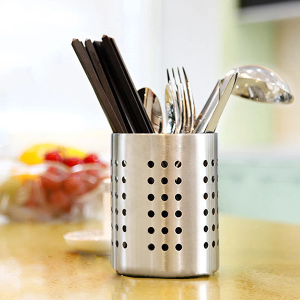 1Pcs Cutlery Holder Organizer Drainer Spoon Fork Chopsticks Storage Basket Rack Anti-rust Stainless Steel Home Kitchen Appliance
