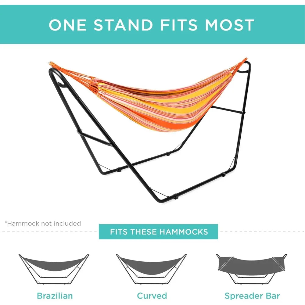 Best Choice Products Adjustable Portable Hammock Stand, Outdoor Patio Weather-Resistant Steel for 9-14ft Hammocks w/Hanging Hook