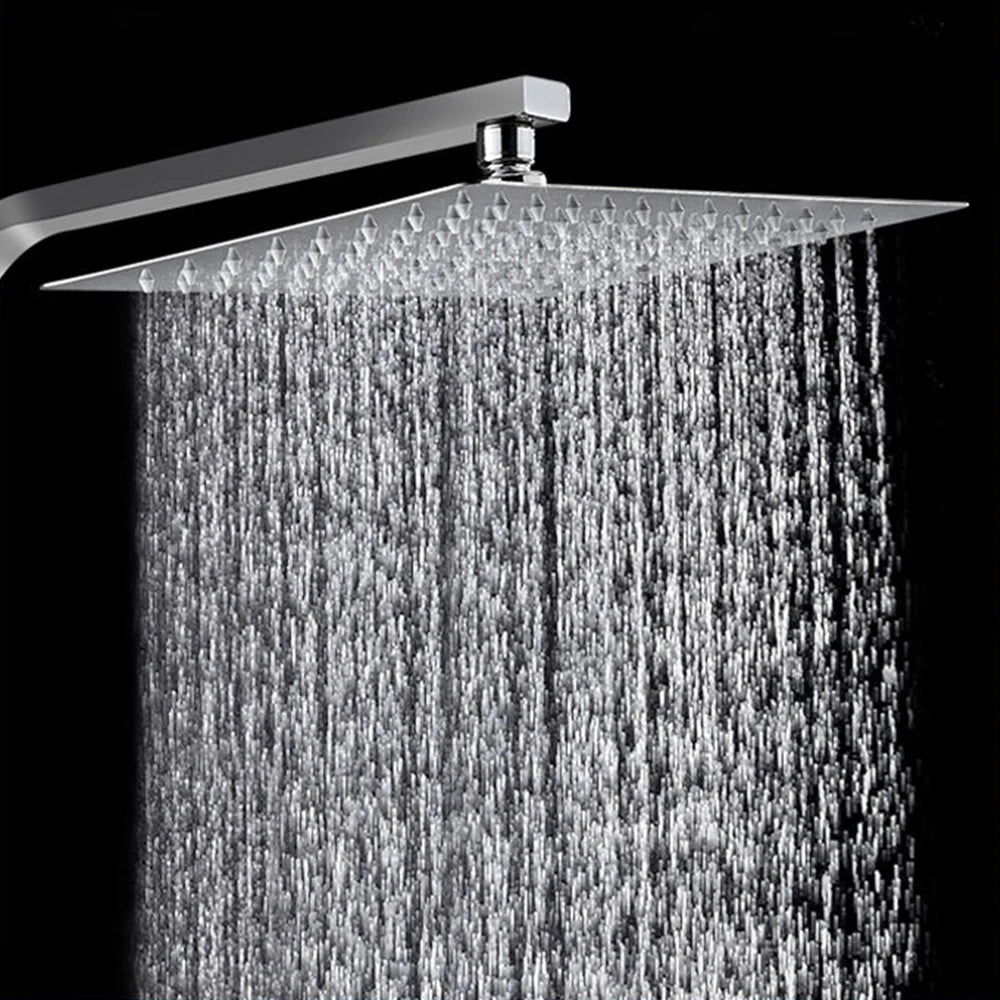 Rainfall Shower Head 12/10/8 Inch Waterfall Shower Ultra Thin 201 Stainless Steel Square Rain Showerheads Bathroom Accessories