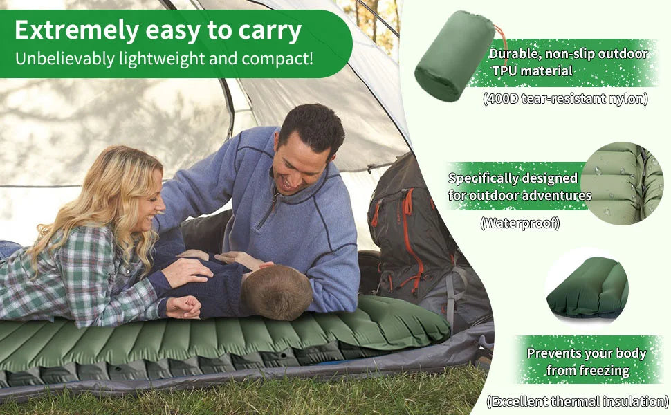 Camping Sleeping Pad Mat Inflatable, Ultralight Compact Camping Mattress, Outdoor Waterproof Sleep Pad for Backpacking Hiking