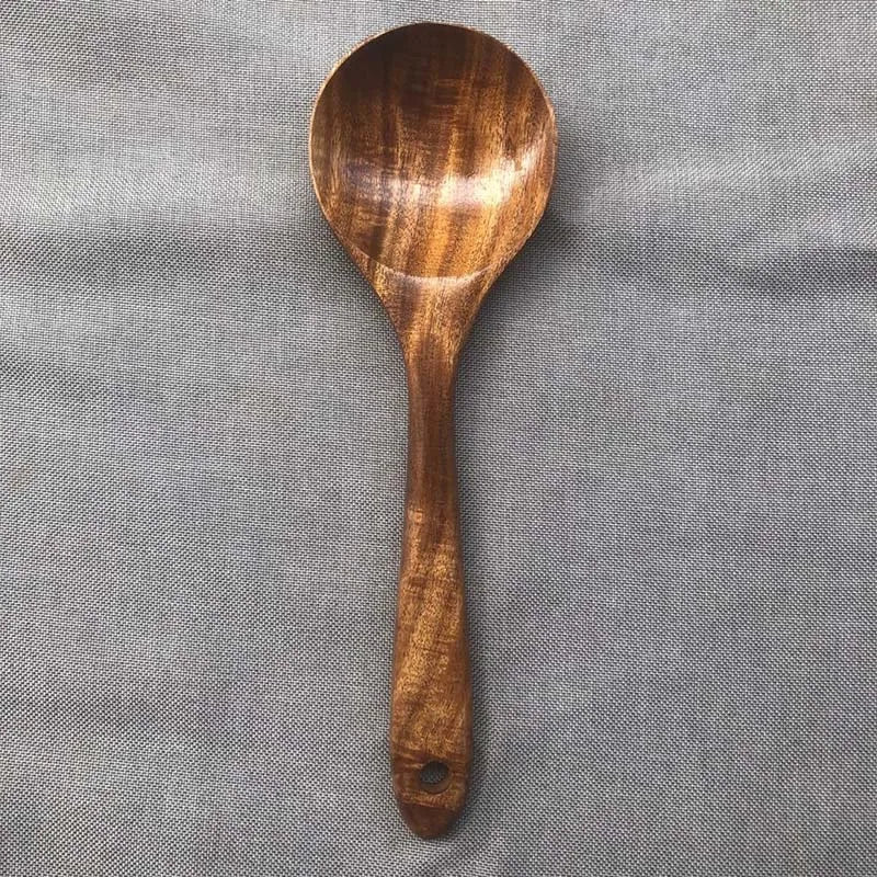Natural Wood Kitchen Tool Set, 5 Pieces - Includes Spoon, Spatula & Slotted Spoon for Festive Family Meals & Baking