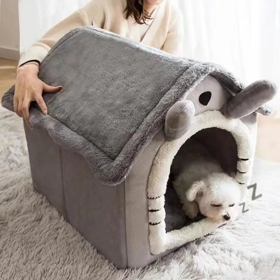 Luxurious Coral Fleece Dog House Bed For Indoor Pets