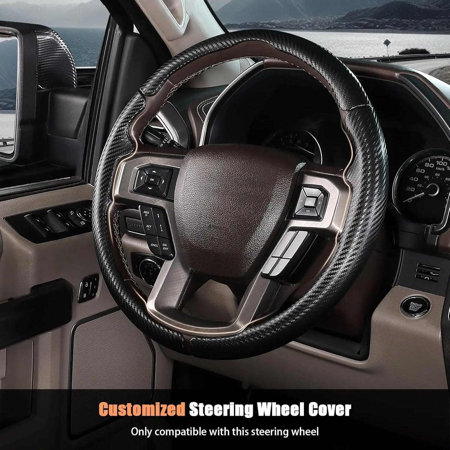 Custom-fit Steering Wheel Cover for Ford Trucks & SUVs, Anti-skid & Easy Install, Protects and Enhances Grip