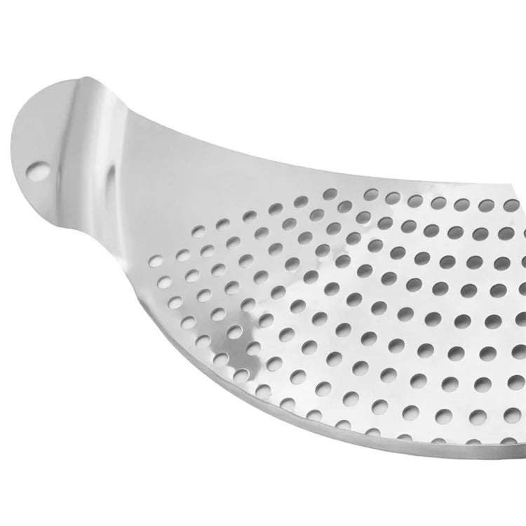 Stainless Steel Pot Strainer Kitchen Colander with Handle Held Crescent Drainer Pan Crescent Pot Strainer Pasta Noodles Strainer