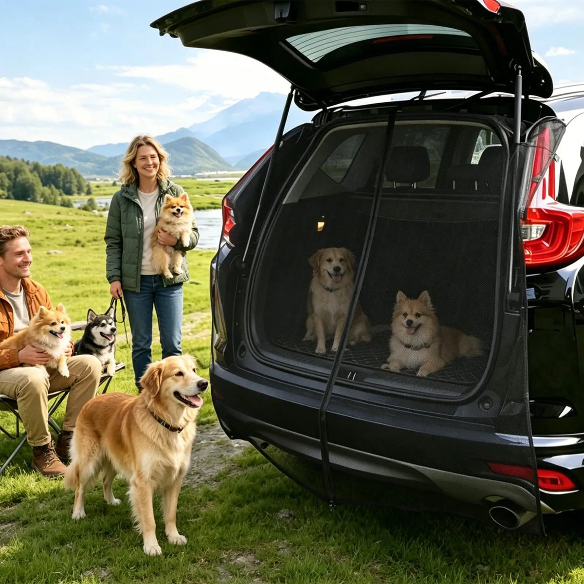 Car Rear Door Mesh Curtain, Summer Ventilated Mosquito Net, Breathable Sunshade Insect Protection for Trunk