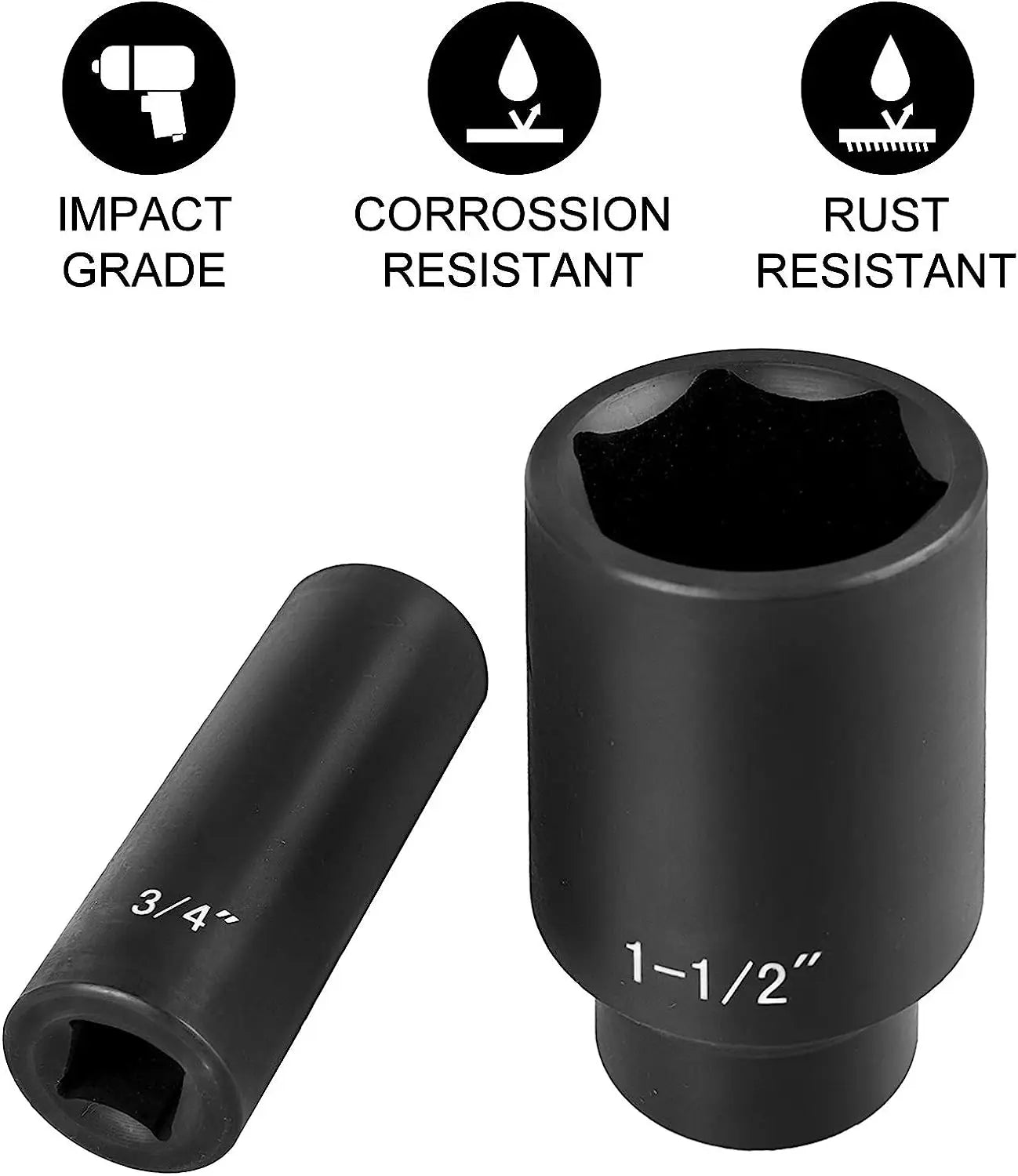 Durable Impact Socket Set With Six Point High Torque