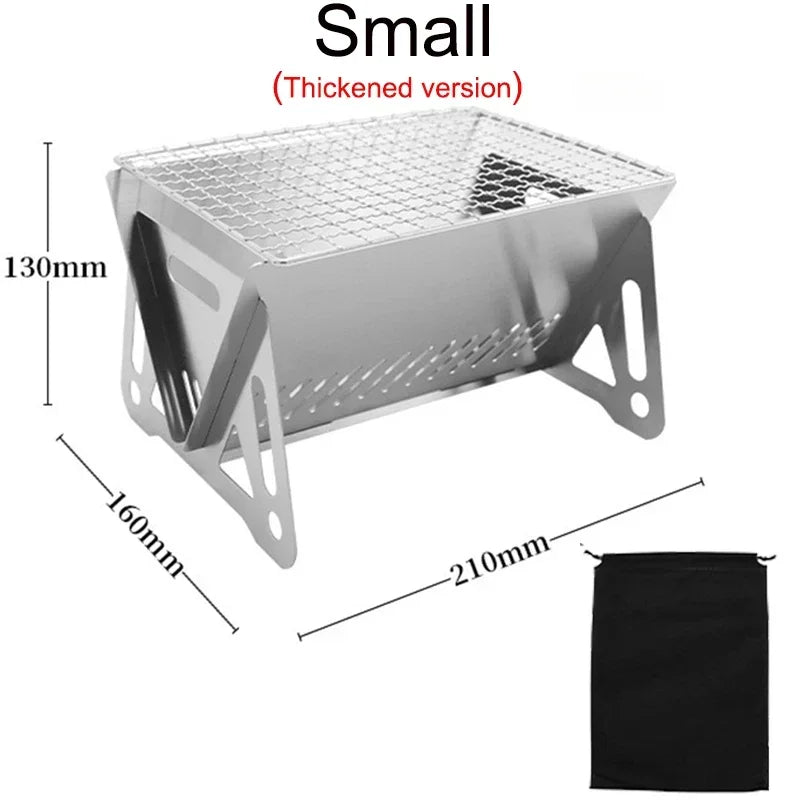 Portable Folding Barbecue Grill Heating Stoves Multifunction Camping BBQ Grill Rack Net Firewood Stove Stainless steel BBQ Grill