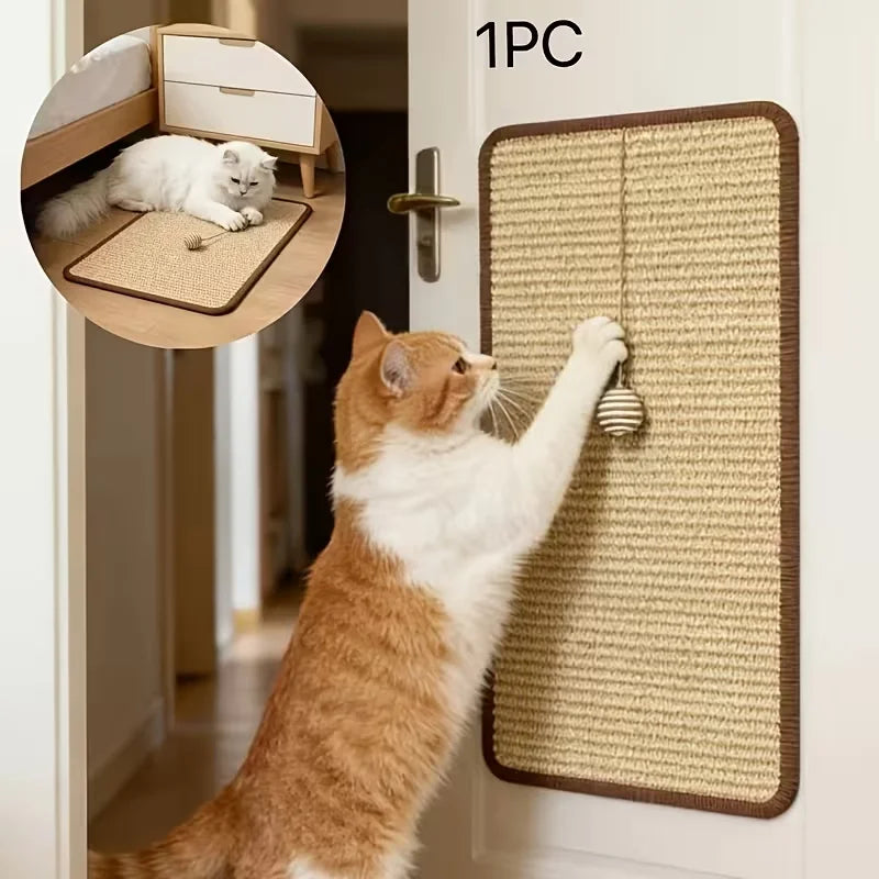 Standing Sisal Cat Scratcher With Hanging Ball Furniture Protector