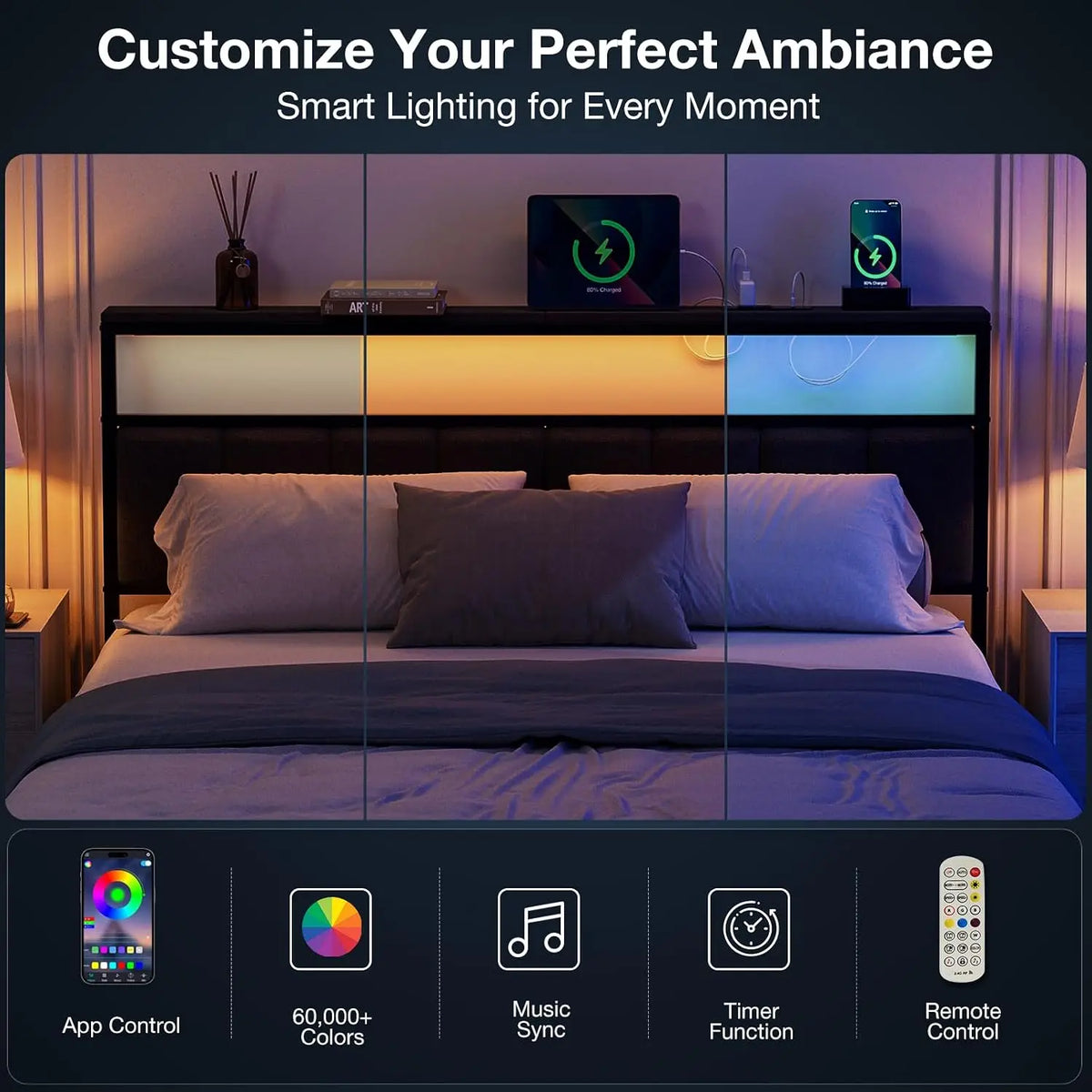 Luxury Upholstered Bed Frame With Spacious Storage Drawers