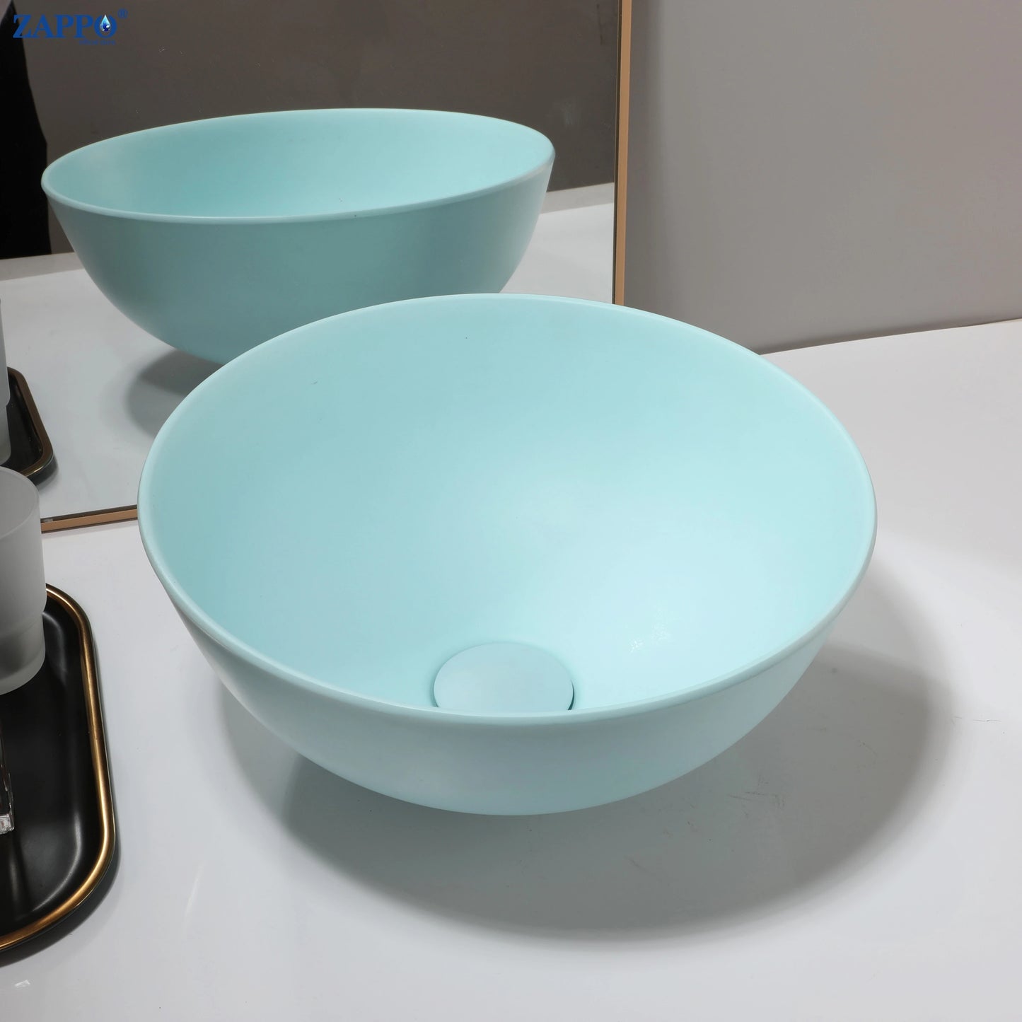 ZAPPO Vessel Sink With Drain Stone Resin Washbasin