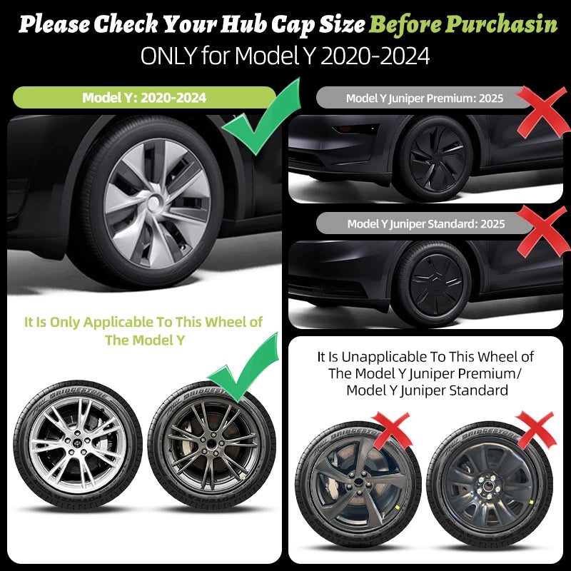 4PCS Design for TESLA Model Y 2020-2024 Vehicle Full Coverage Blade Wheel Cover Cap 19 Inches Hubcaps  Automobile Accessories
