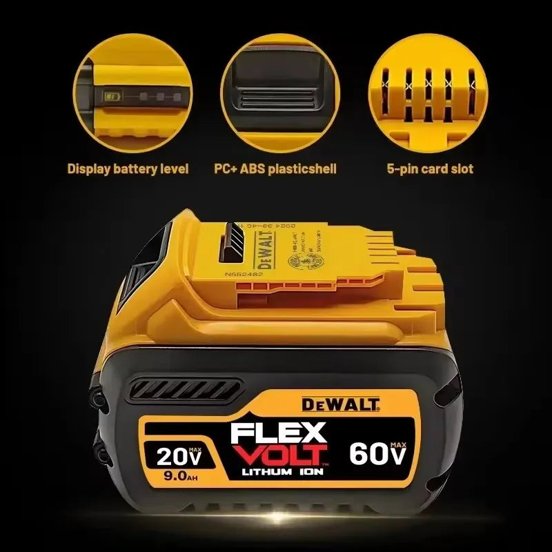 DeWALT 100% Original Battery 20V/60V 9000mAh MAX FlexVolt for DCB200 DCB205 DCB206 DCB209 DCB182 Power Tool Battery Air Transpor