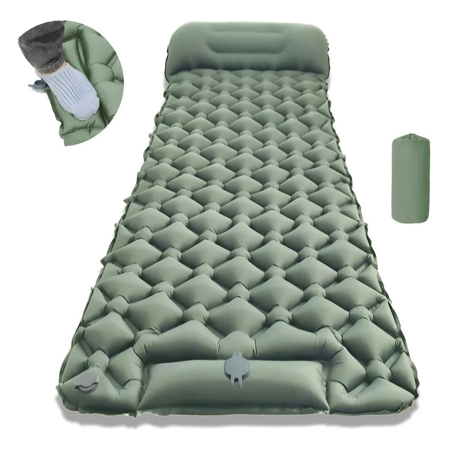Outdoor Camping Sleeping Pad Folding Sleep Mat Beach Inflat Mattress with Pillows Ultralight Air Mat Travel Hiking