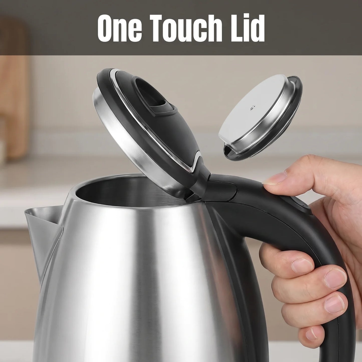 2L Stainless Steel Electric Kettle Fast Boil Water Heater Auto Shut Off Dry Boil Protection 360° Rotating Base BPA Free Household Water Boiler for Home Kitchen