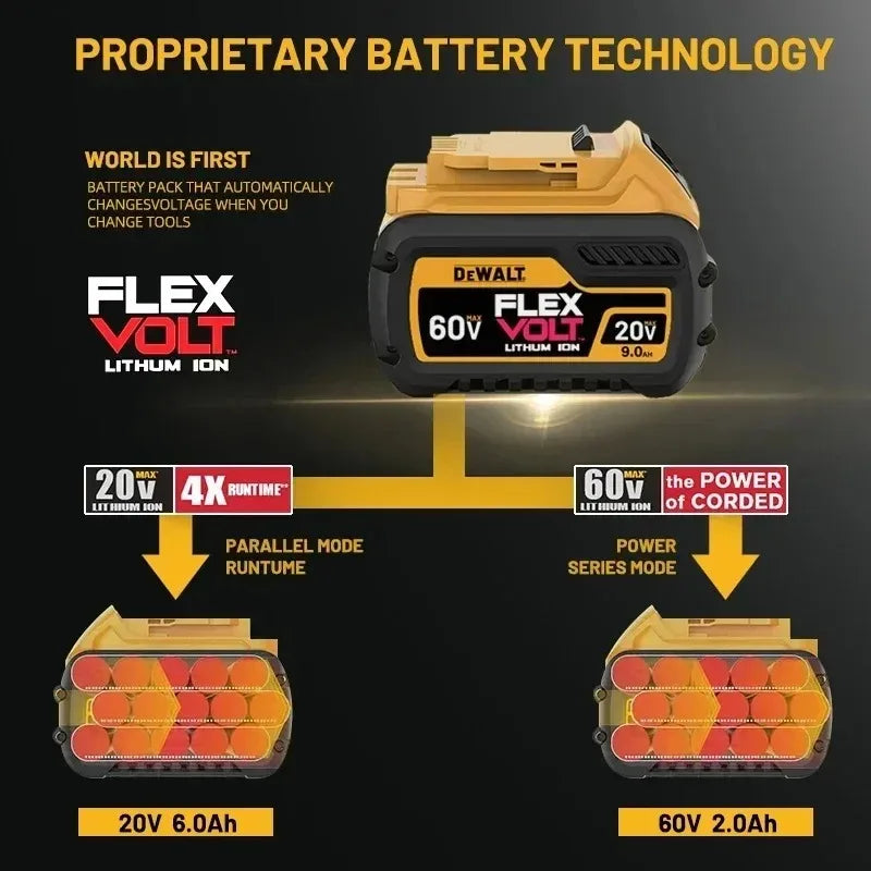 DeWALT 100% Original Battery 20V/60V 9000mAh MAX FlexVolt for DCB200 DCB205 DCB206 DCB209 DCB182 Power Tool Battery Air Transpor