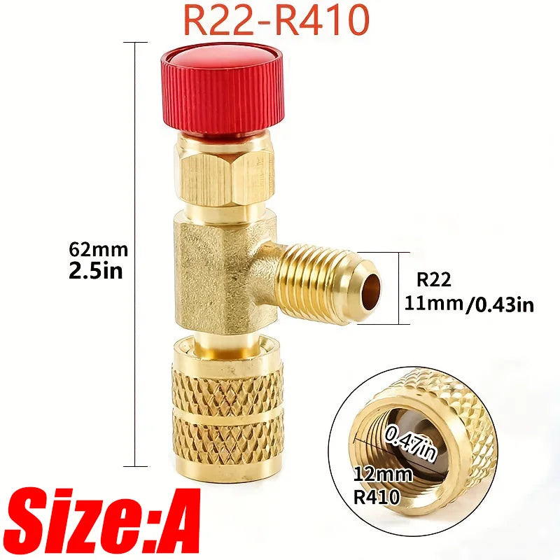 Liquid Safety Valve R410A R22 Air Conditioning Refrigerant 1/4 "Safety Adapter for SAE 1/4" Male Famale Safety Adapter