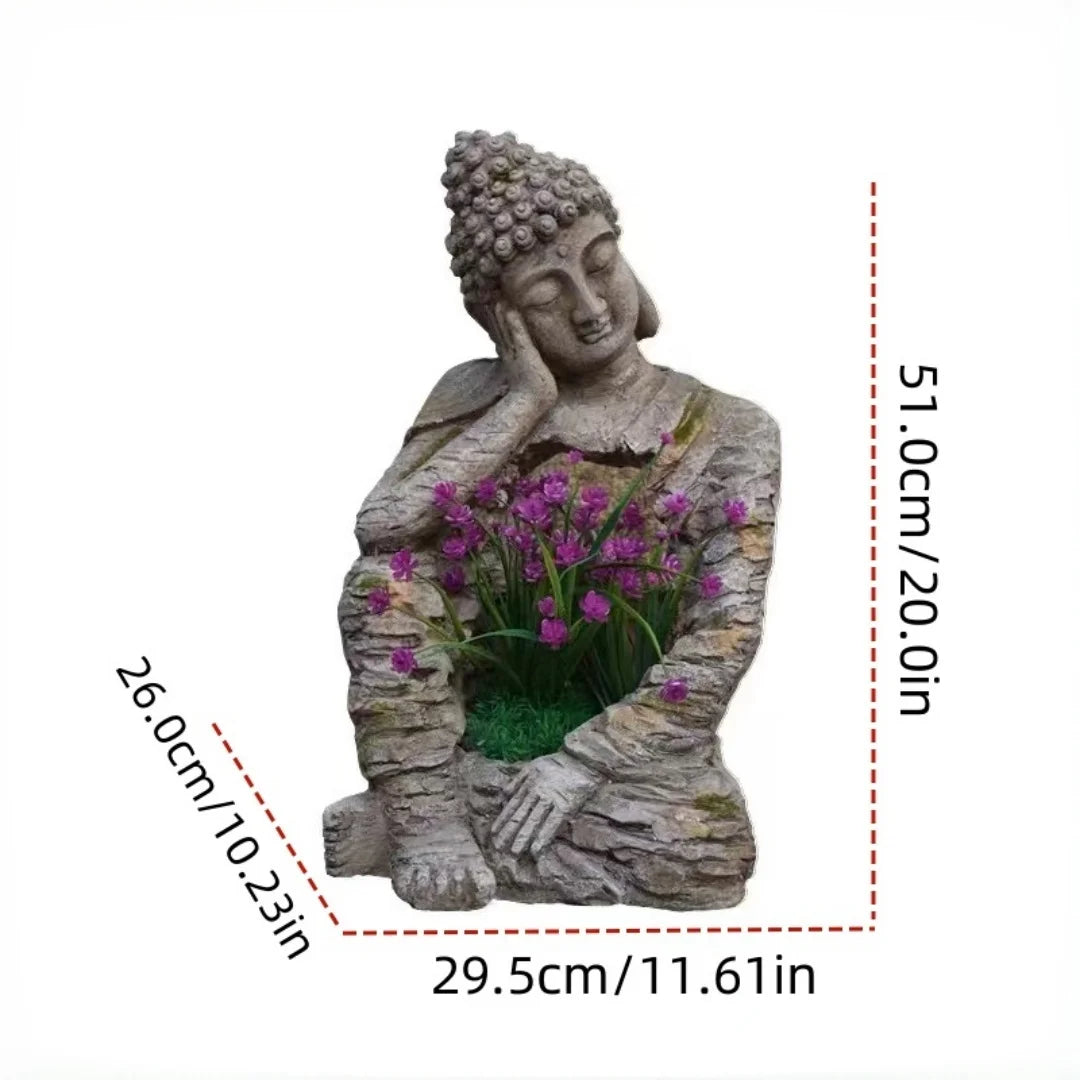 Retro Weathered Buddha Statue Zen Garden Decor Outdoor Courtyard Villa Balcony Flower Pot Decoration Tea Room Entrance Ornament